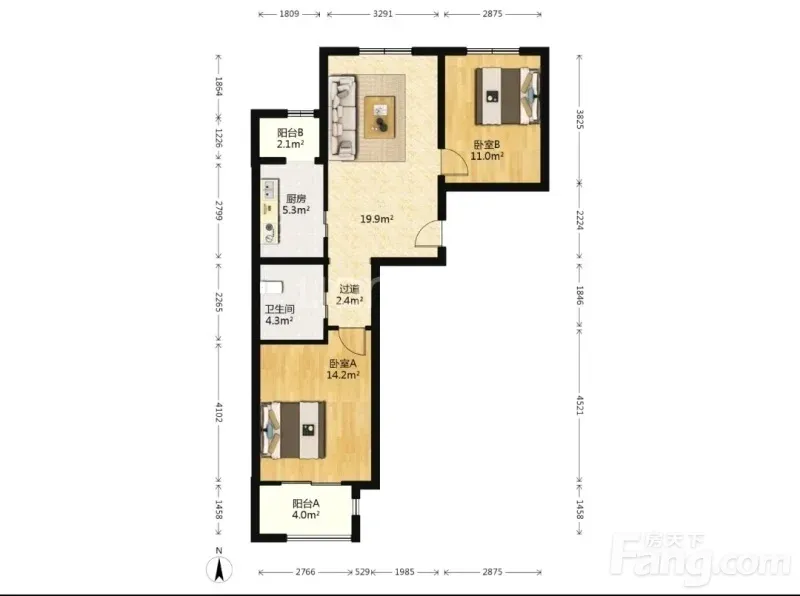 丰台花乡中国铁建青秀城 2室1厅 92㎡ 6500元/月