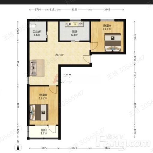 市南中央商务区金坛路17号 2室2厅 73㎡ 2280元/月