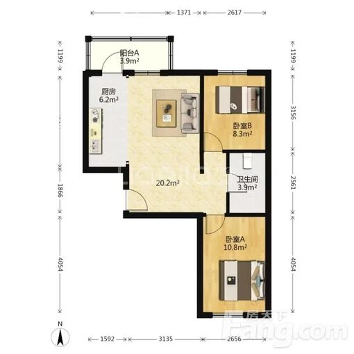 丰台新宫阳光新苑 2室1厅 75.77㎡ 4500元/月