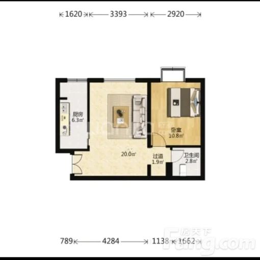 朝阳管庄北京新天地 1室1厅 62㎡ 4700元/月