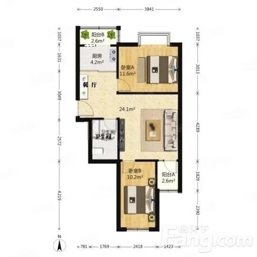 房山长阳碧桂园二期 2室2厅 86.86㎡ 3000元/月