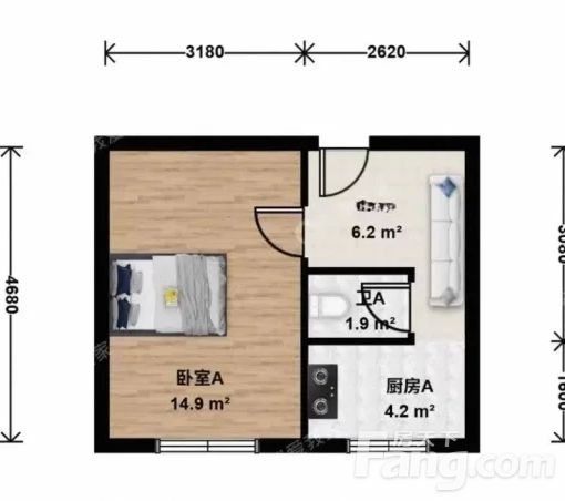 合租:主卧海淀花园桥三虎桥南路小区 2室1厅 53㎡ 460
