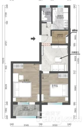 丰台西罗园二区 2室1厅 74㎡ 5000元/月