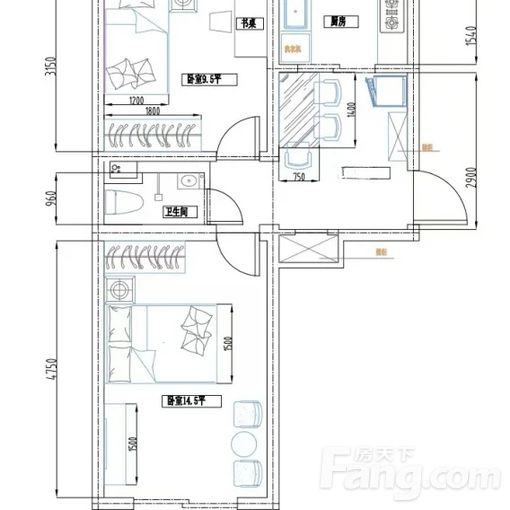 海淀学院路北京语言文化大学家属区 2室1厅 54.9㎡ 75