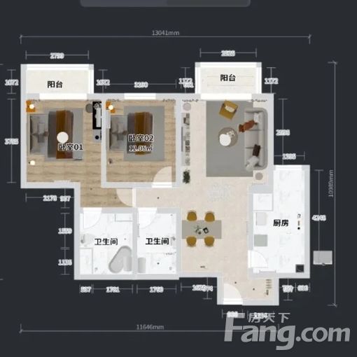 朝阳华威嘉多丽园 2室2厅 118㎡ 7900元/月