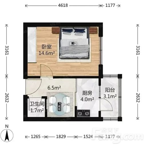 房东直租一居室无中介费
