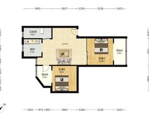肖家河工行宿舍2室2厅2卫东北朝向85.00万元出售
